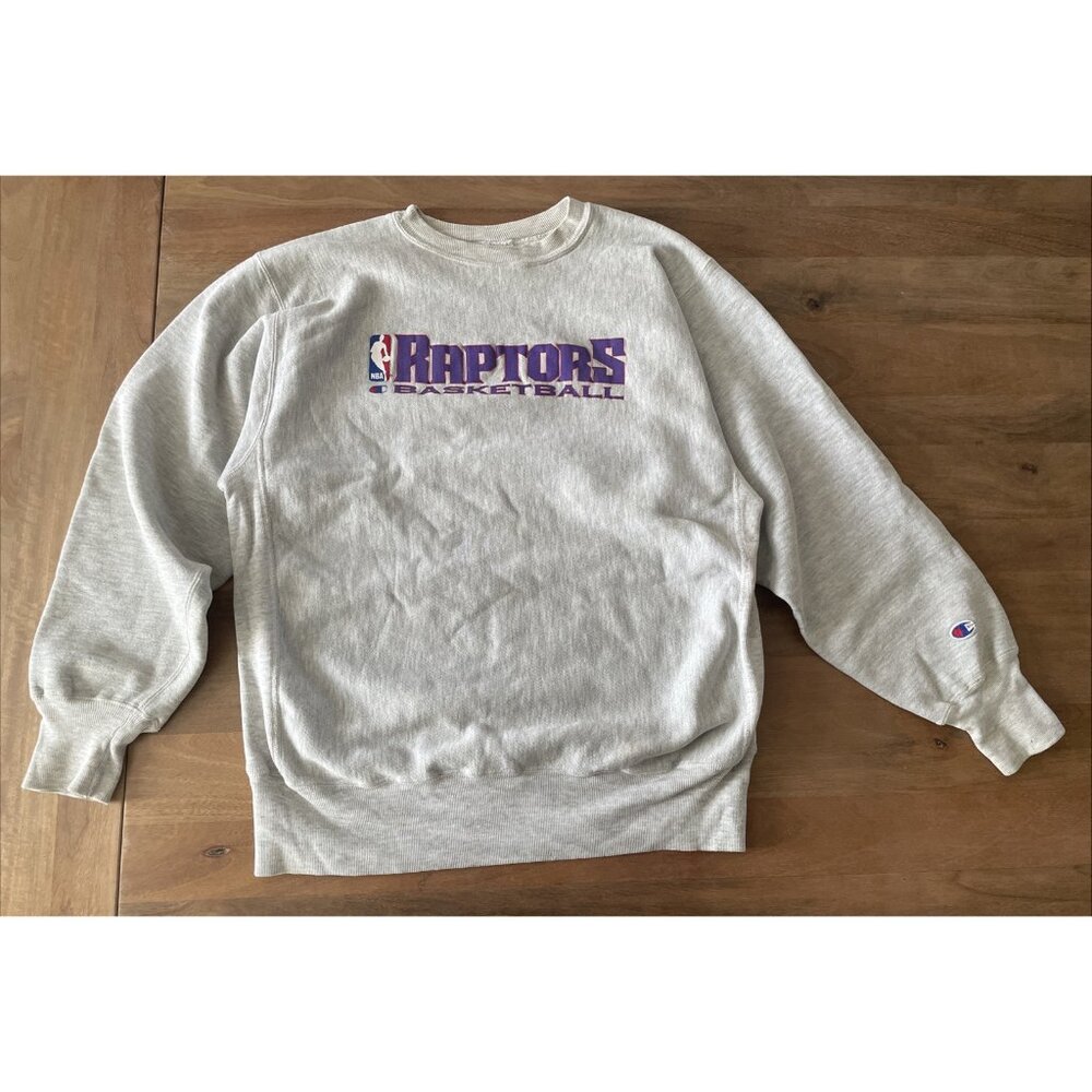Vintage 90s Champion Reverse Weave Toronto Raptors NBA Gray Sweatshirt Size XL